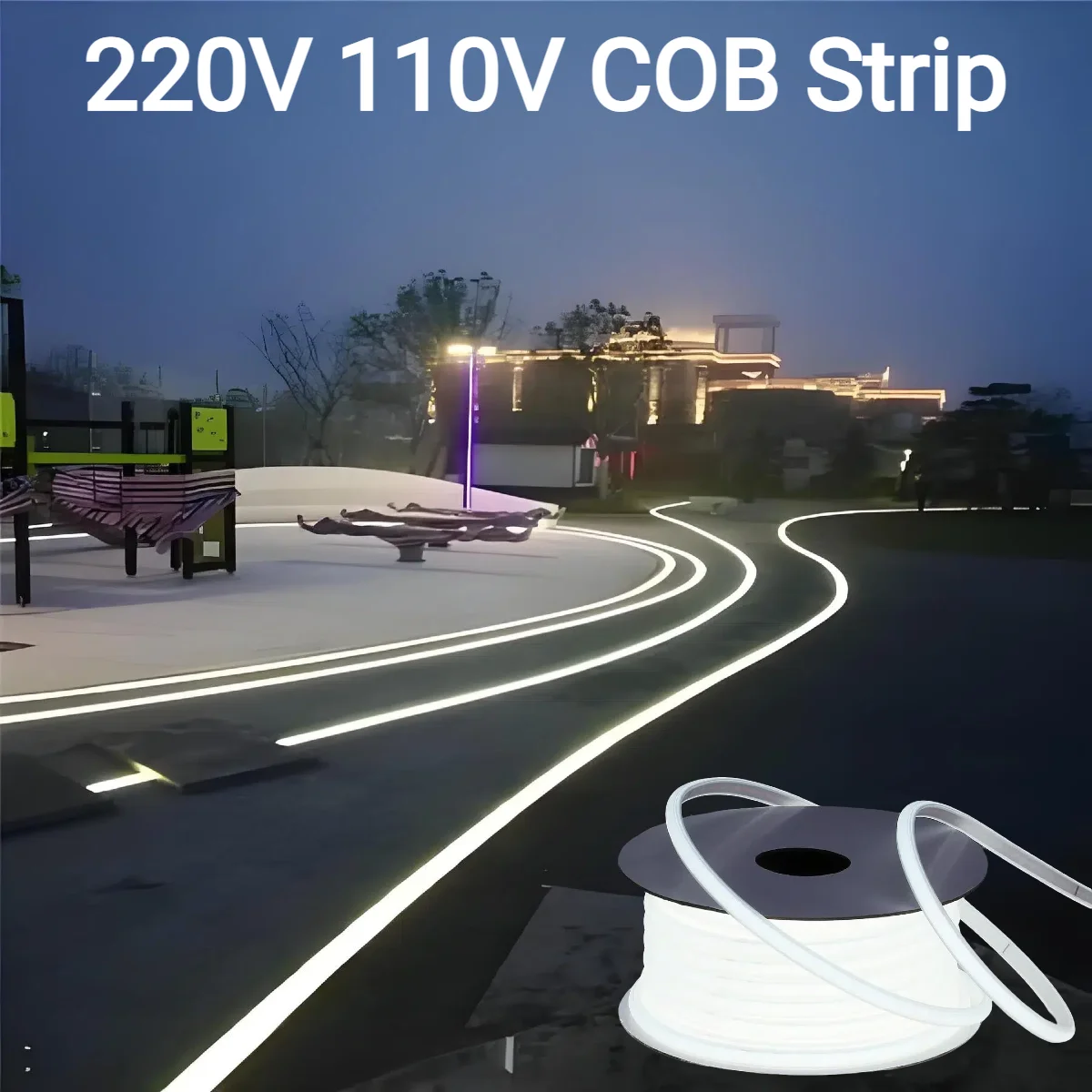 220v 110v gel de silicone puro cob led luz de tira 30m 20m à prova dwaterproof água ao ar livre luz da corda 288leds/m alta densidade para jardim villa