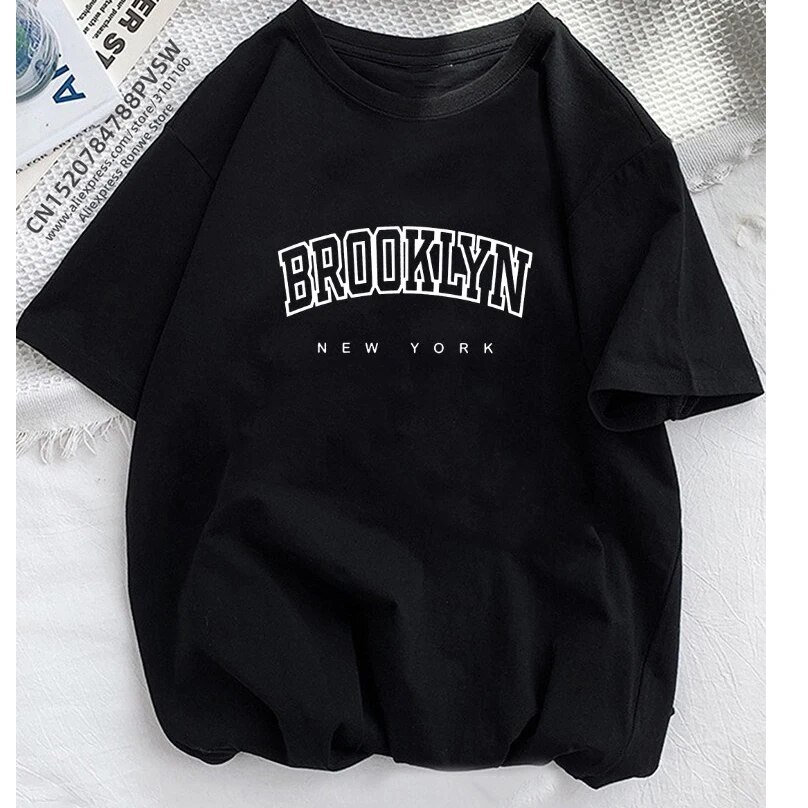 Camiseta con estampado de Brooklyn para mujer, ropa de calle informal con letras estampadas, Harajuku, Y2K, 2023