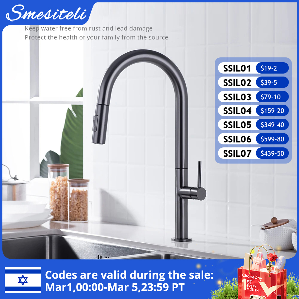 Gunmetal kitchen Faucet 360 Degree Rotating kitchen Tap Pull Out Spout Kitchen Mixer Single Handle Hot And Cold Water Sink Tap
