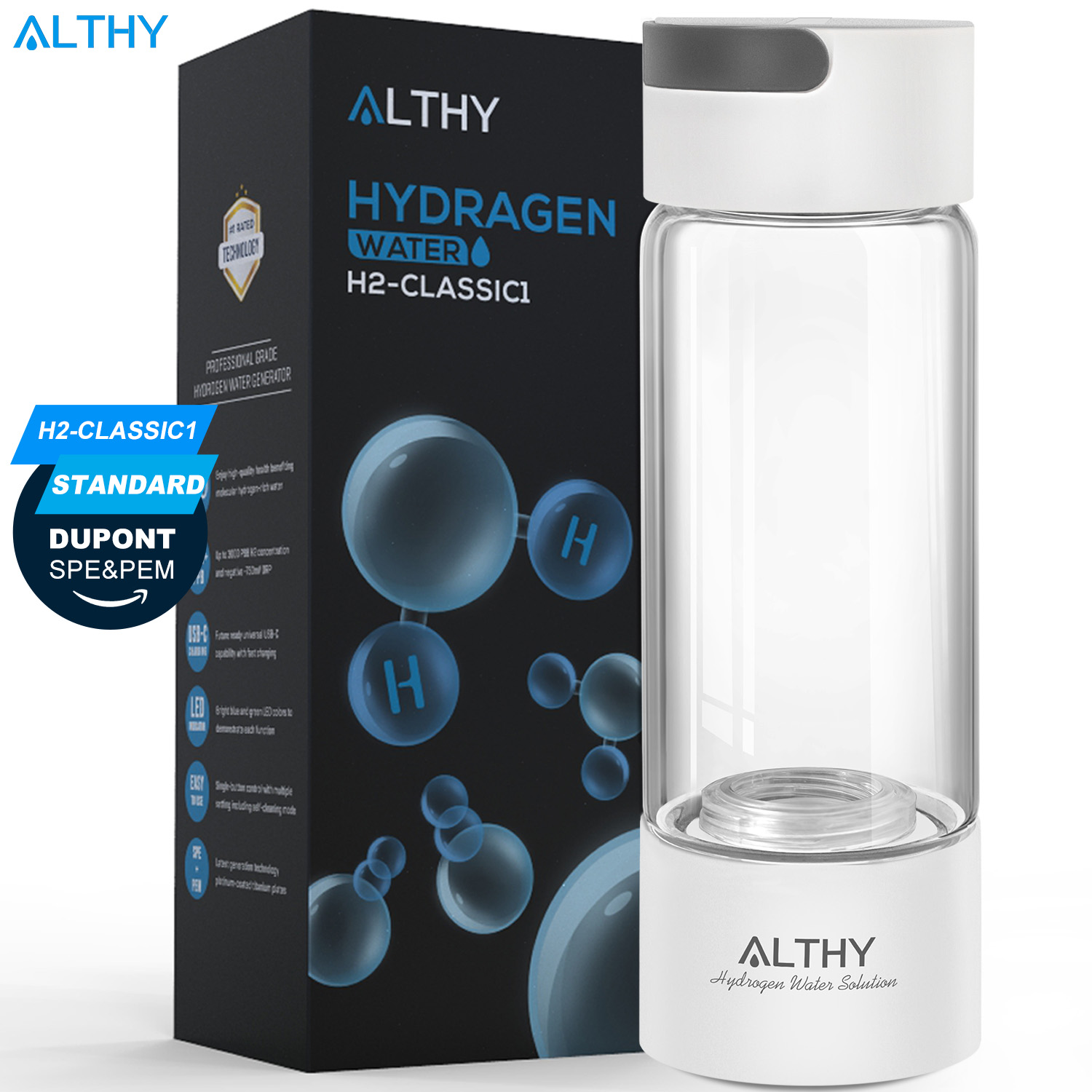 ALTHY Hydro Phong Phú Máy Tạo Nước Bình Tritan Cup - DuPont SPE PEM Dual Phòng Máy Làm Lonizer-H2 Hít Vào Thiết Bị