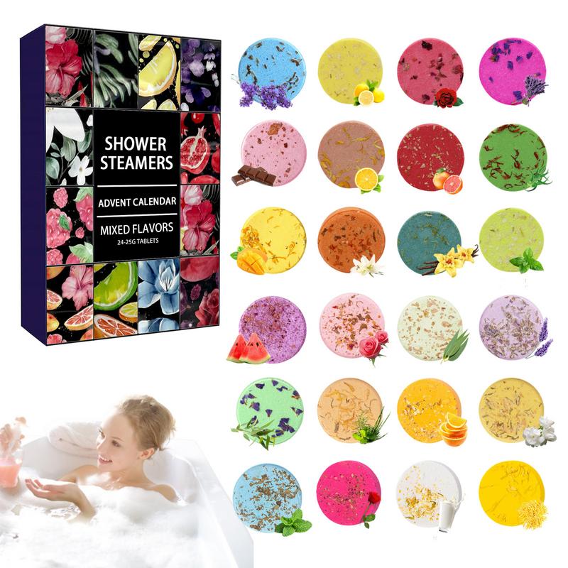 24 Uds vaporizadores de ducha kit de calendario de Adviento bombas de ducha de aromaterapia cuidado personal y relajación bombas de baño para aliviar el estrés