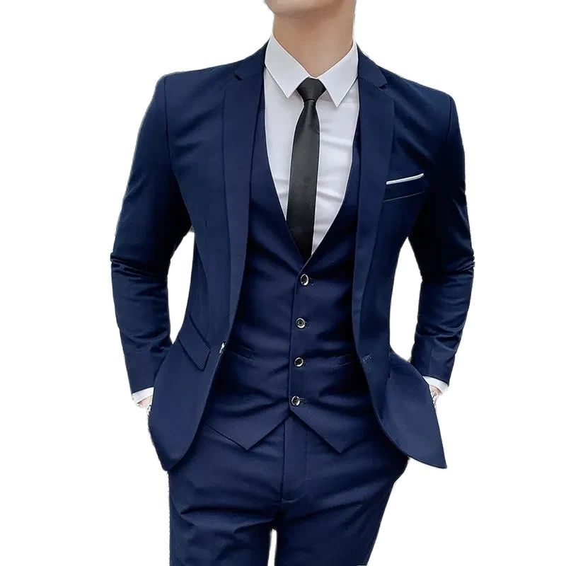 Terno monocromático casual masculino, colete blazer e calça justa, apto para cavalheiros, negócios ao ar livre, banquete de casamento, moda, 6XL