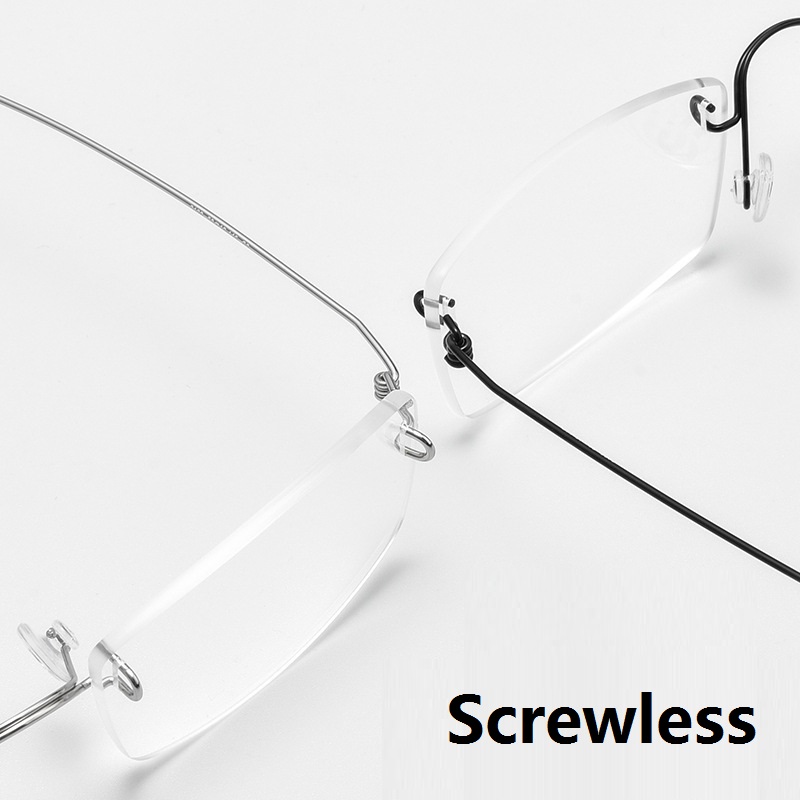 Pure Titanium Square Rimless แว่นตาสไตล์เรียบง่ายผู้ชายแว่นตาสบายไม่หยิก Face เดนมาร์กออกแบบ Scewless Ultrathin