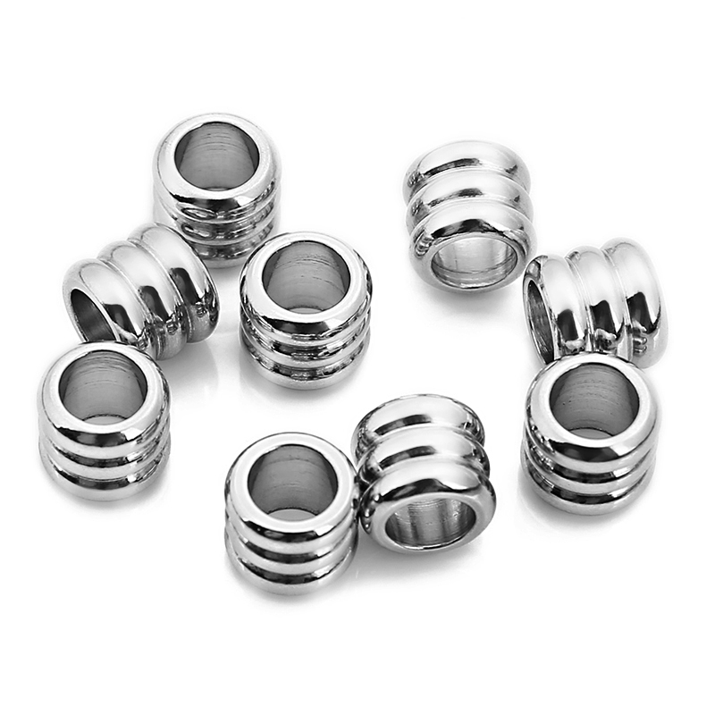 30pcs 3mm 4mm 5mm 6mm สแตนเลสสตีล Big Hole Spacer ลูกปัดสําหรับเครื่องประดับ DIY ทํา Charm สร้อยคอสร้อยข้อมือลูกปัดขายส่ง