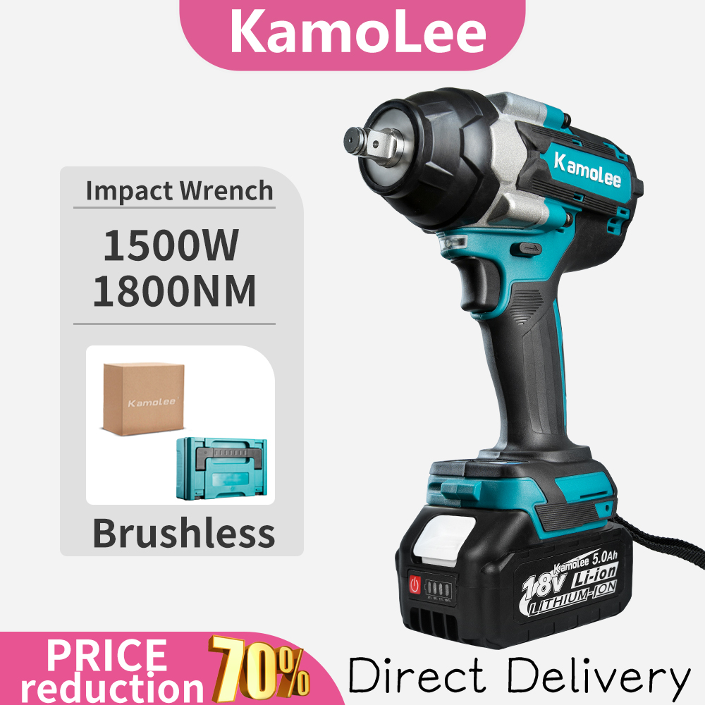 Kamolee DTW700 1800NM Bürstenloser Akku-Schlagschrauber 1/2 Geschwindigkeit Hocheffizient Langlebig Auto für Kamolee/Mak 18/21V Akku