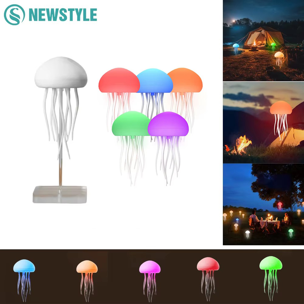 Sprachsteuerung Quallen-Nachtlichter, flexible Tentakel, bunte Cartoon-Nachttisch-Umgebungsquallenlampe für Schlafzimmer-Dekoration, Geschenke