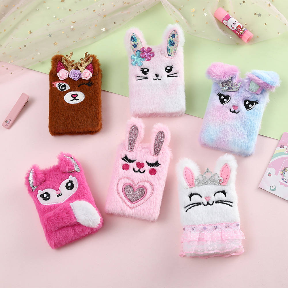 เด็กใหม่โน้ตบุ๊คการ์ตูนกระต่าย Plush Notebook สาวแบบพกพา Mini Pocket Book นักเรียนไดอารี่ขนาดเล็กของขวัญเครื่องเขียน
