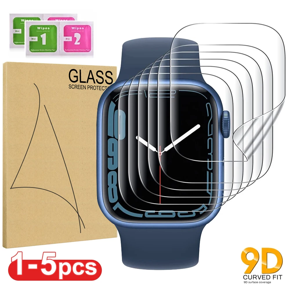 Protector de pantalla para Apple Watch Series 9 7 8 41mm 45mm HD película transparente de TPU iwatch Series 6 5 4 3 2 1 SE 38mm 42mm 40mm 44mm
