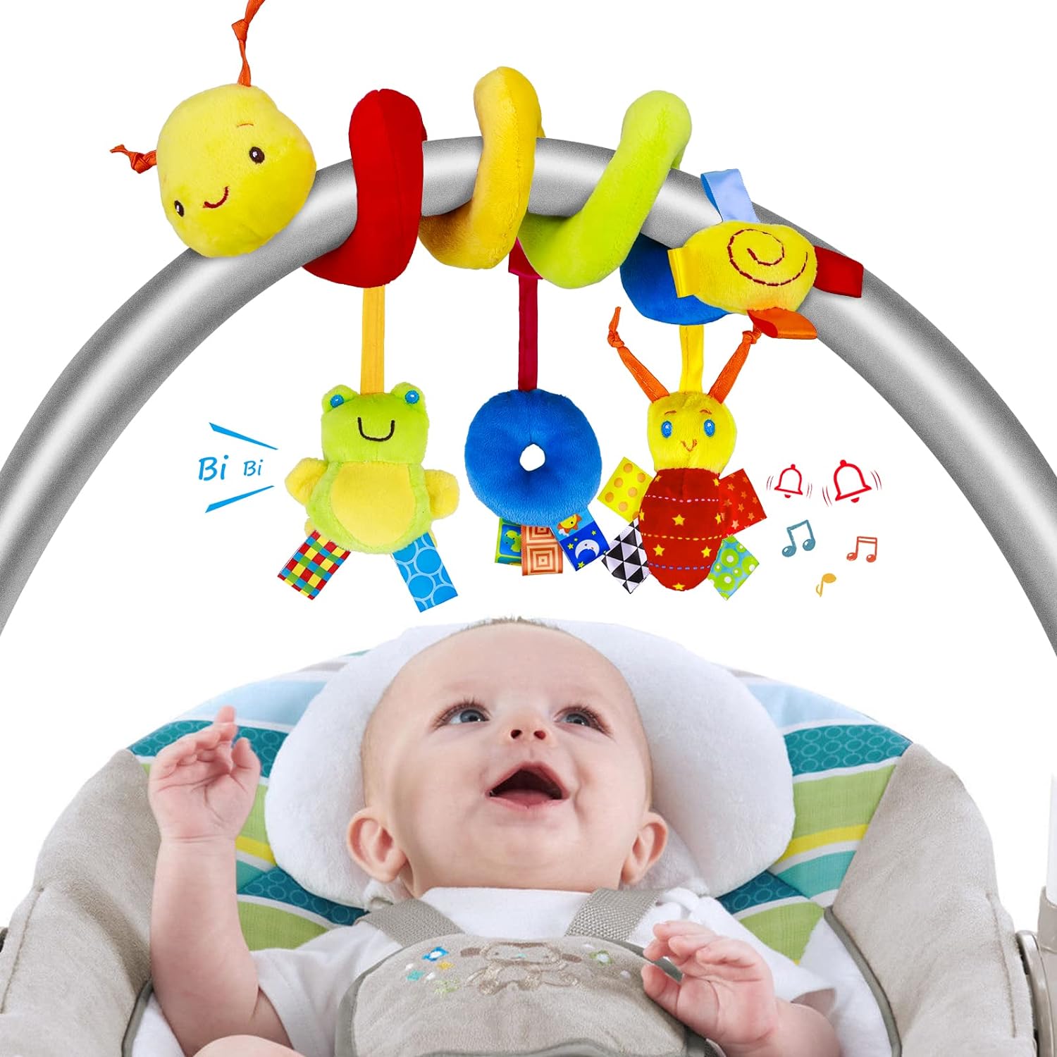 Auto Sitz Spielzeug Infant Baby Spirale Aktivität Hängen Rassel Spielzeug Plüsch Hängen Kinderwagen Sensorischen Spielzeug Für Neugeborene Geschenk