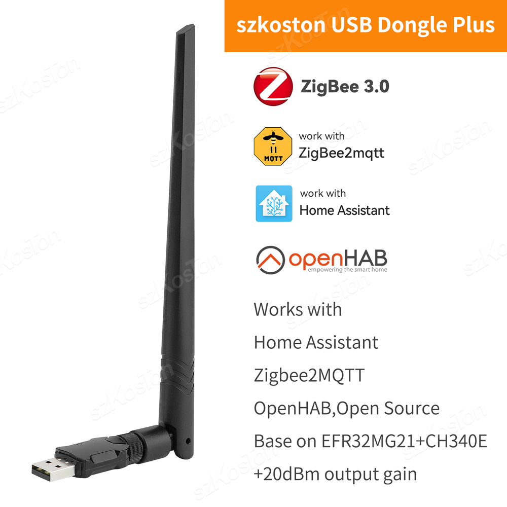 Dongle USB ZigBee 3,0 Plus-E Hub inalámbrico de código abierto funciona con el asistente doméstico OpenHAB Zigbee2MQTT ZHA USB Gateway Stick