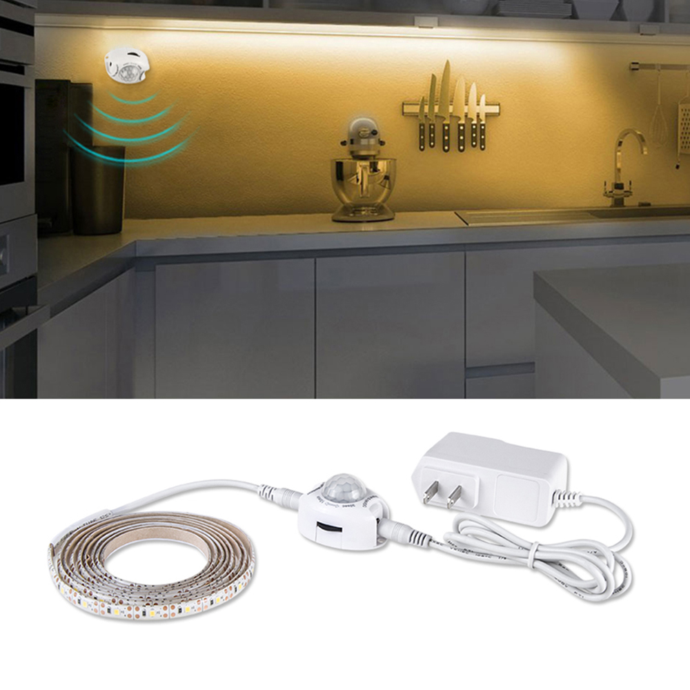 Tira de luces LED con Sensor de movimiento PIR de 1-5m, IP65, resistente al agua, DC 12V, cinta de diodo, encendido/apagado automático, escaleras, armario, cocina