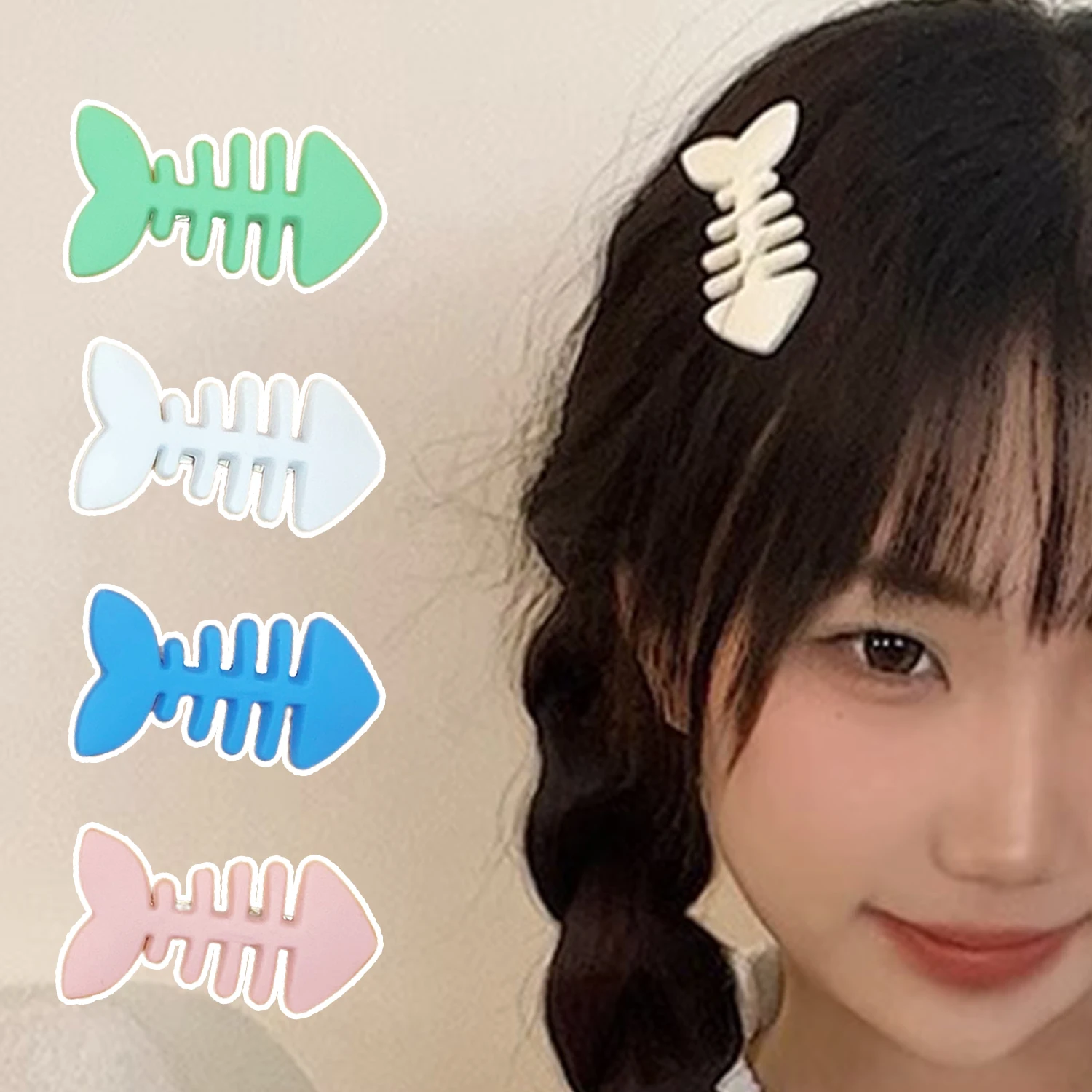 Y2k Fish Bone Hair Clip Simple Plastic Animal Hairpin Barrettes Gift