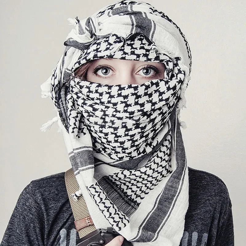 Lenço hijab xadrez leve para homens e mulheres lenço árabe deserto macio tático caminhadas cachecóis unissex turbante xale militar