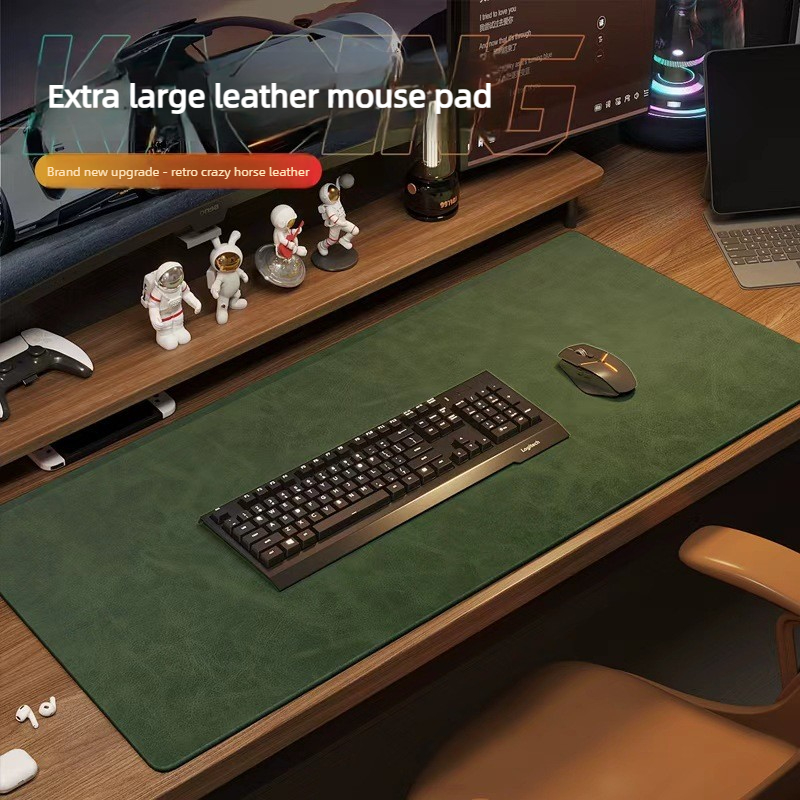 Alas Mouse Pu Tekstur Crazy Horse, Alas Mouse Portabel Besar, Alas Meja Gaming Anti Air Anti Selip Bahan Suede, Alas Meja Keyboard Komputer
