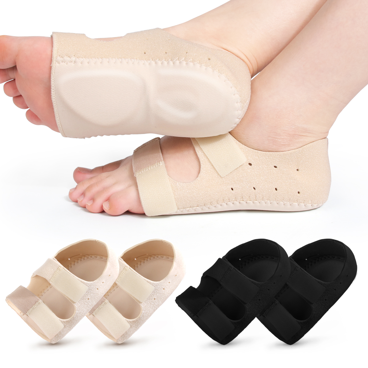 Kit de alívio da dor no calcanhar |   Copos de calcanhar de gel ajustáveis para fascite plantar e tendinite de Aquiles, suporte absorvente de choque