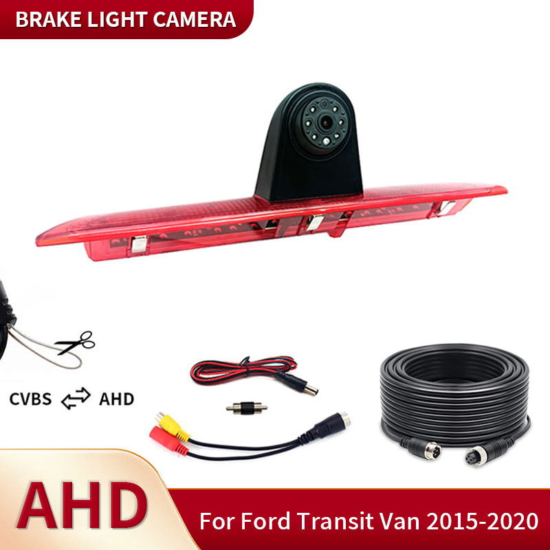 Ahd Hd Ccd Waterdichte Groothoek Nachtzicht Auto Remlicht Camera Achteruitrijcamera Reverse Camera Voor Ford Transit Van 2015-2020