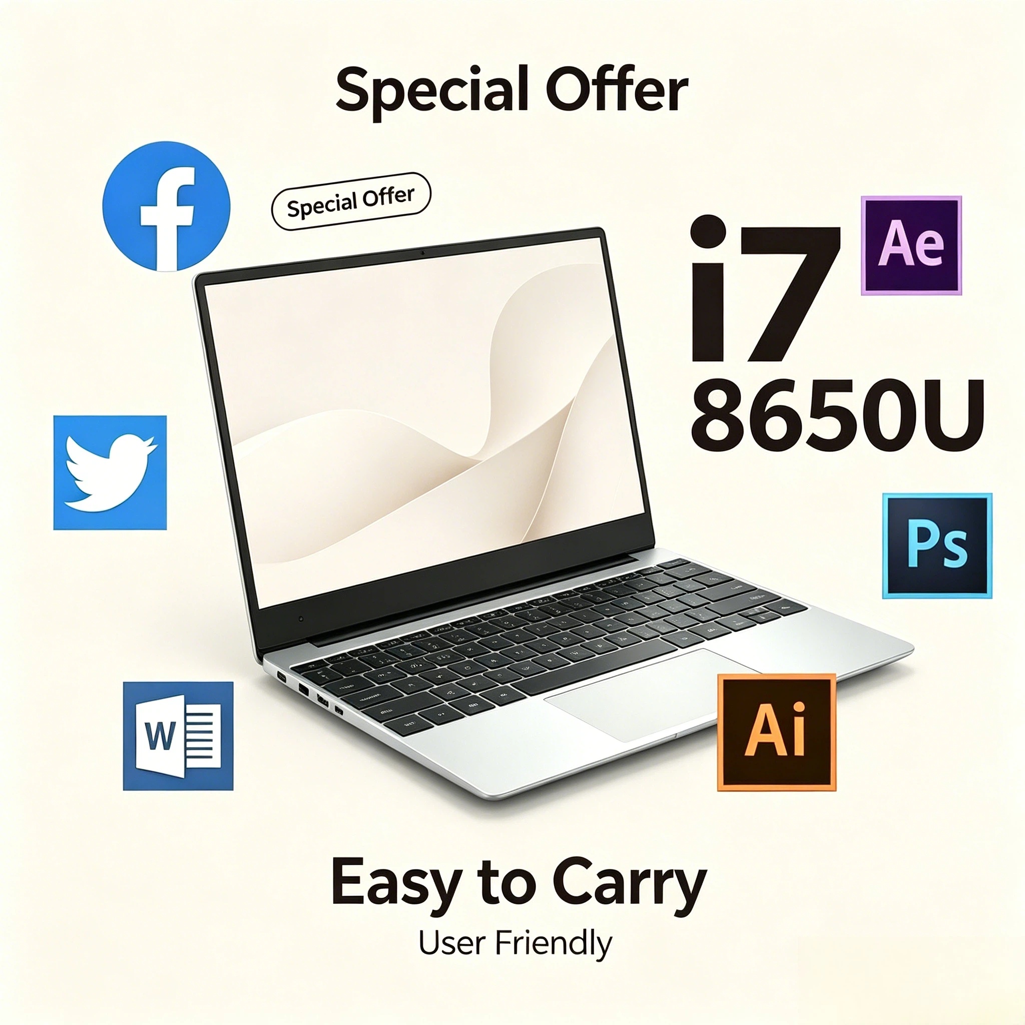 Portátil para juegos de 14.1 pulgadas, ultradelgado, 32 GB, 2 TB SSD, Windows 11, Intel Core i7 8650U, PC Gamer, Notebook de oficina, 1920x1080 HD, rápido