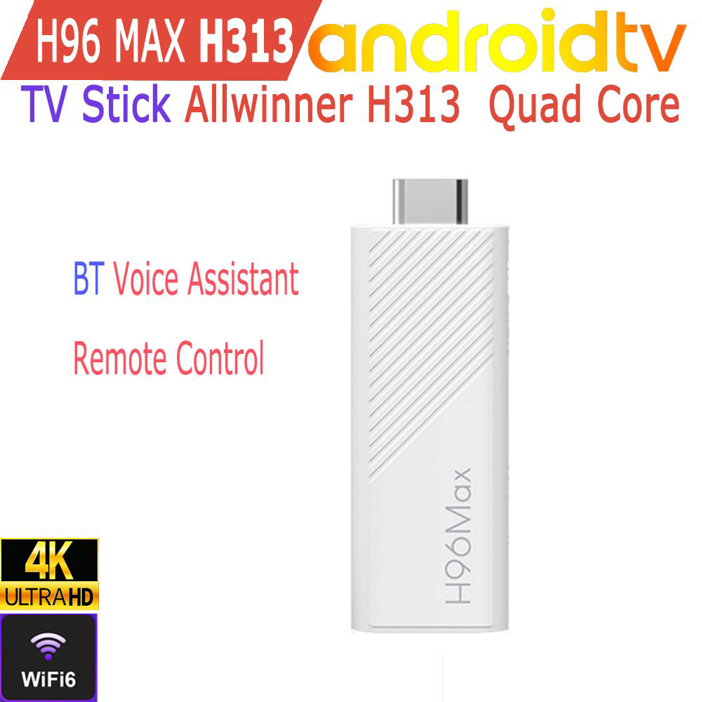 Android TV Stick Allwinner H313 Quad Core 4K Wifi6 BT Voice Assistant Pilot zdalnego sterowania Odtwarzacz multimedialny Smart TV Box H96 Max