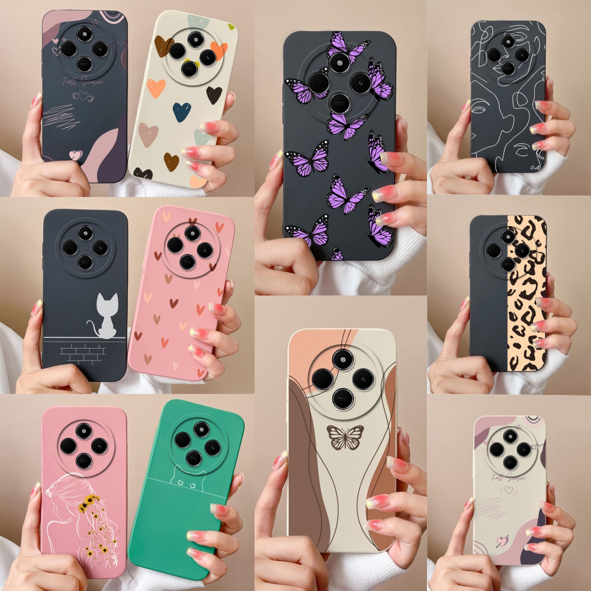 Per Xiaomi Redmi 14C Custodia Love Heart Butterfly Cover posteriore per Redmi 14 C 4G Redmi14C Custodia per telefono Morbido silicone liquido Fundas