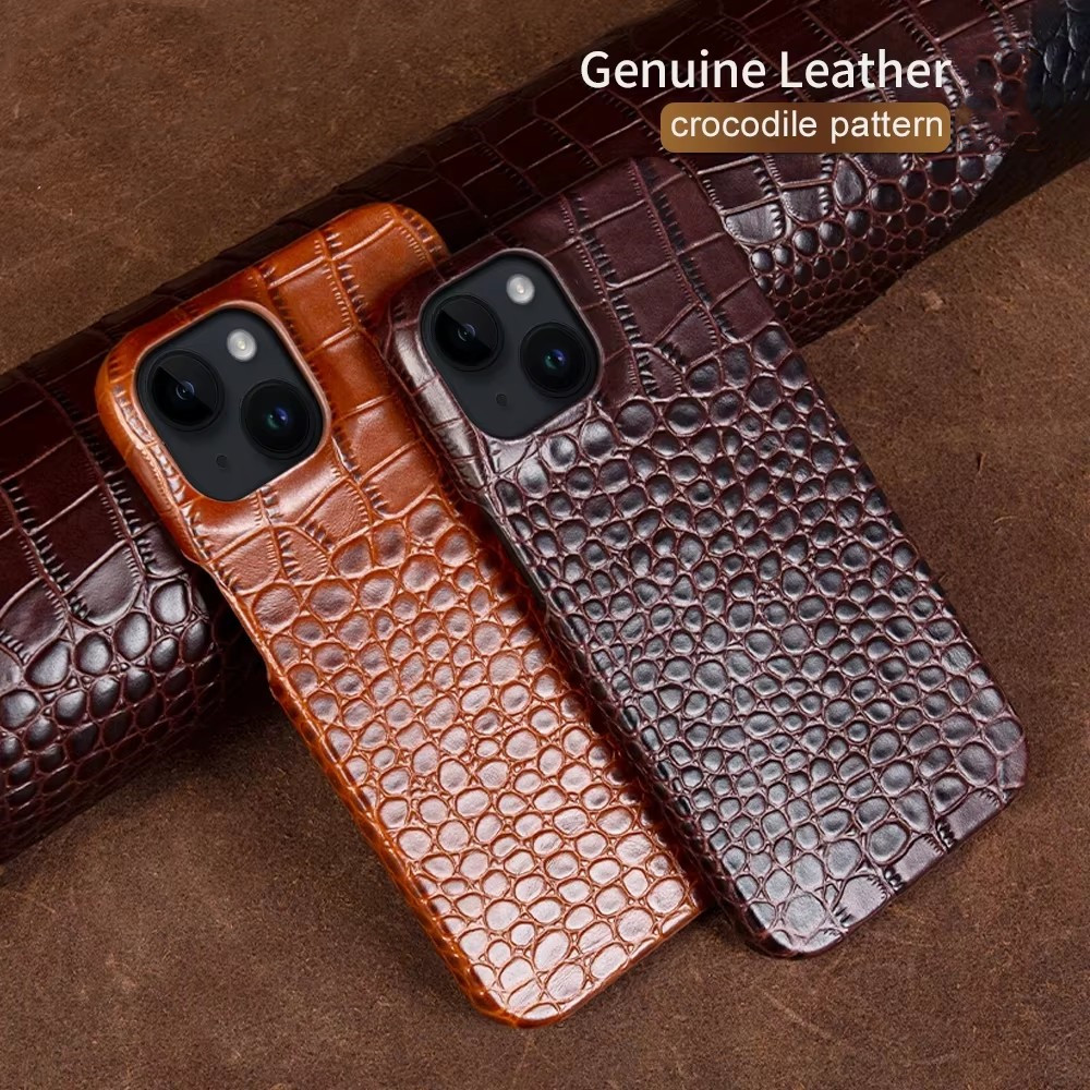 Custodie per telefoni in vera pelle per iPhone 17 16 15 Pro Max 11 12 13 14 XR XS Max Capa Luxury Crocodile Pattern Business Cover Coque