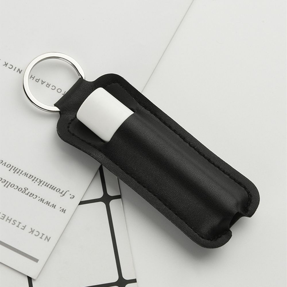 PU Leather Lipstick Keychain Bag Colorful Key Ring Holder Lip Balm Case Keyring Bag Simple Keychain Holder