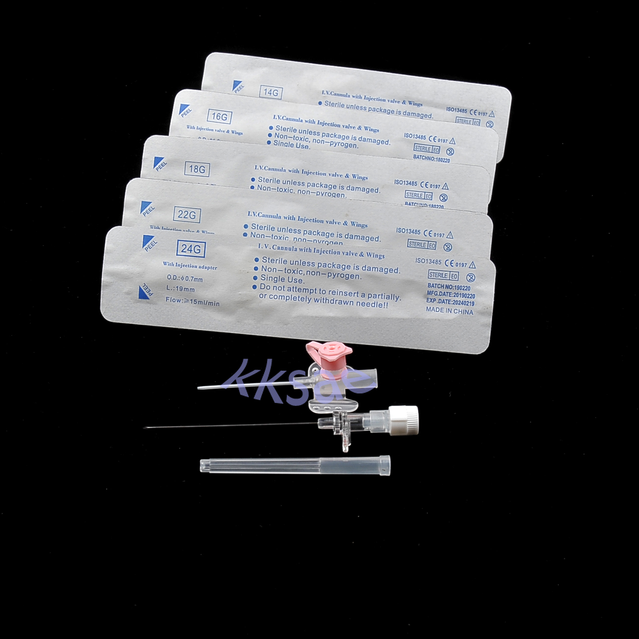 Catetere IV con ali e porta di iniezione Cateteri IV Cannula IV sterile con ago BD Instaflash per animali