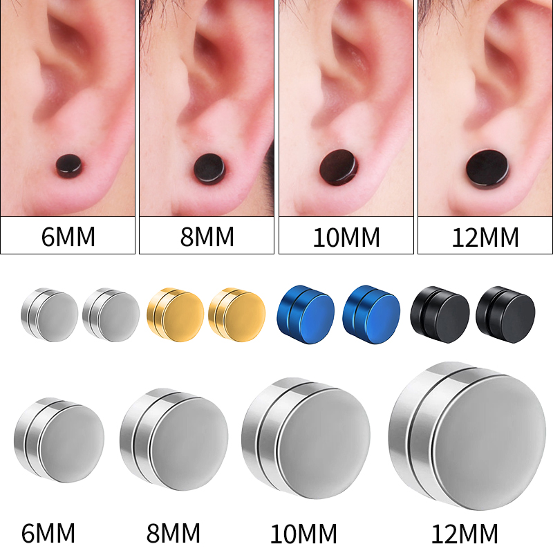 6mm/8mm/10mm/12mm cercle rond Non Piercing aimant fort magnétique hommes oreille Clip Non Piercing boucles d'oreilles fausses boucles d'oreilles bijoux
