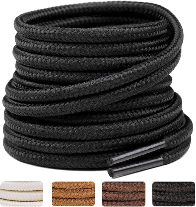 Heavy Duty Round Boots Shoelaces Durable Polyeste Outdoor Shoe Laces for Hiking Sporting Running Tear-Resistant Cotton Laces
