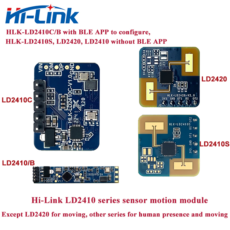 Nuevo HLK-LD2410C LD2410 LD2420 LD2410S 24GHz mmWave 5M Módulo de movimiento del Sensor de Radar de presencia humana