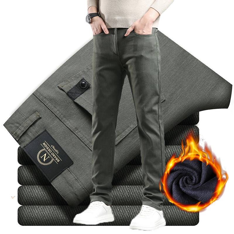 Inverno Nuovo 2025 Pantaloni In Pile da Uomo di Spessore Sottile Elastico Business Casual Pantaloni di Velluto Caldo di Modo di Colore Solido Pantaloni di Peluche Maschile