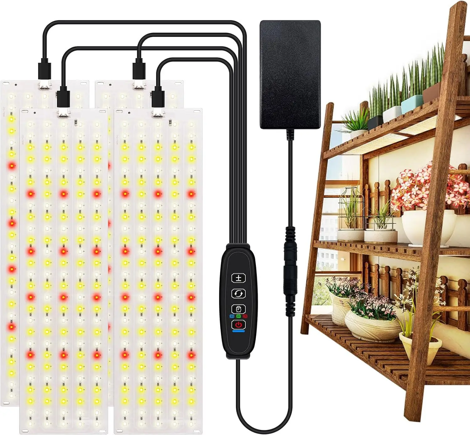 LED panneau de culture lumière 135-570 perles Led 20W spectre complet panneau Ultra-mince minuterie à intensité variable armoire lampe de culture pour plantes d'intérieur