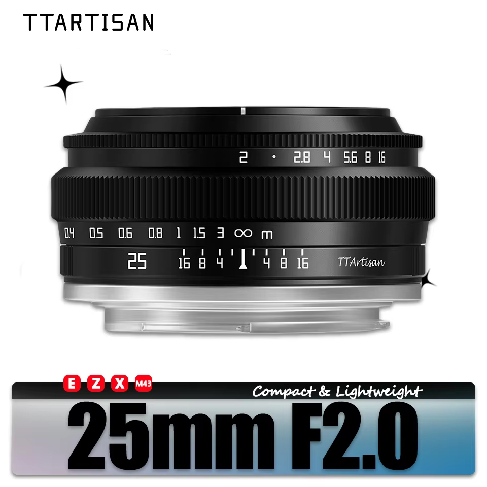 Objectif photo portrait TTARTISAN 25mm F2 APS-C MF pour appareils photo Sony A6000 A7RIII Fuji XT30 XT-100 Nikon ZFC Canon R M M43