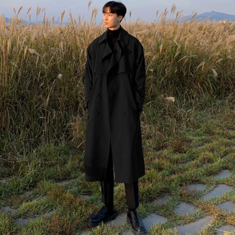Trencz męski płaszcz zimowy trencz koreański moda męska płaszcz męski długi wiatrówka Streetwear płaszcz męski odzież wierzchnia