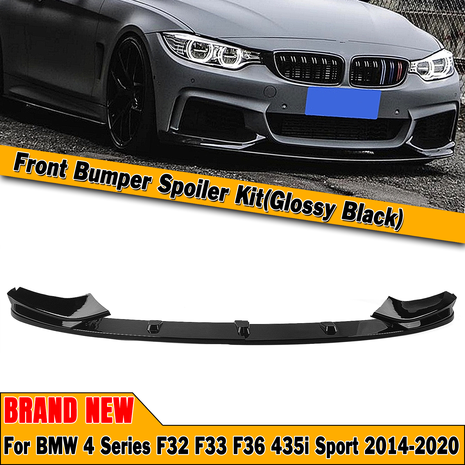 Przedni zderzak samochodowy Spoiler Lip Do BMW F32 F33 F36 4 Series M Sport 2014-2020 435i Gloss Black/Carbon Fiber Look Lower Splitter