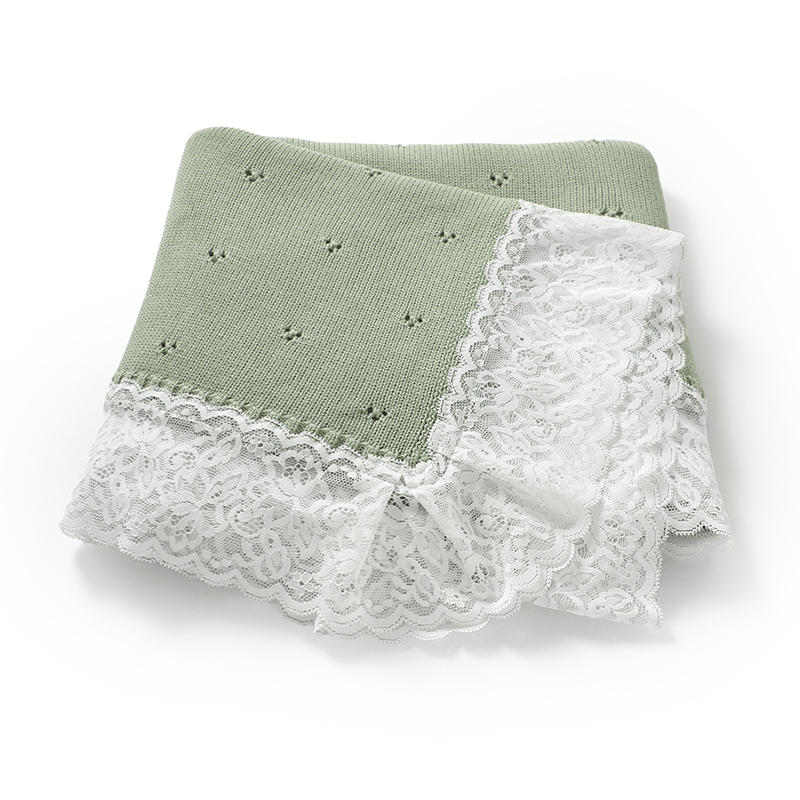 Newborn Baby Blankets Cotton Knit Boy Girl Bed Quilt 102*82CM Infant Stroller Swaddling Super Soft Fashion Solid Lace Wrap Plaid