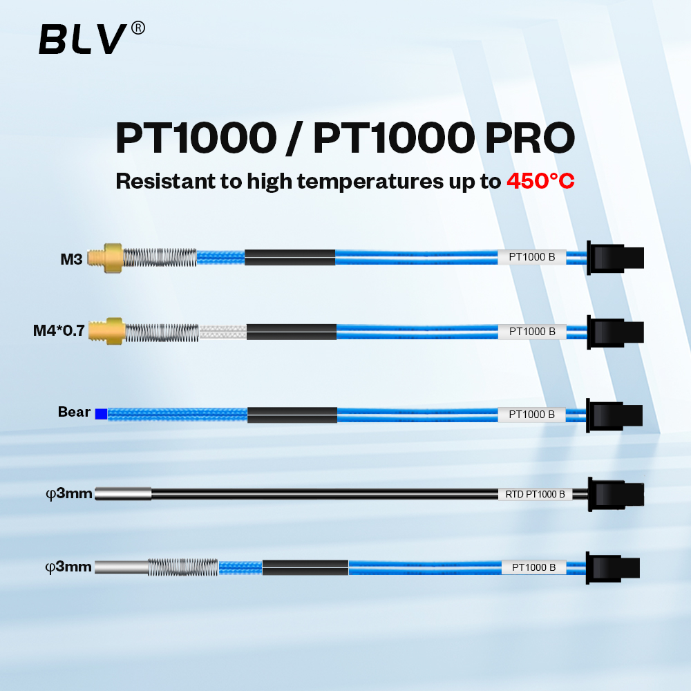 BLV ®   Термистор PT1000 M3 M4 Bear 3x15мм PT1000 Pro, высокотемпературный, до 450°C ℃   Для хотэнда Rapido Dragon