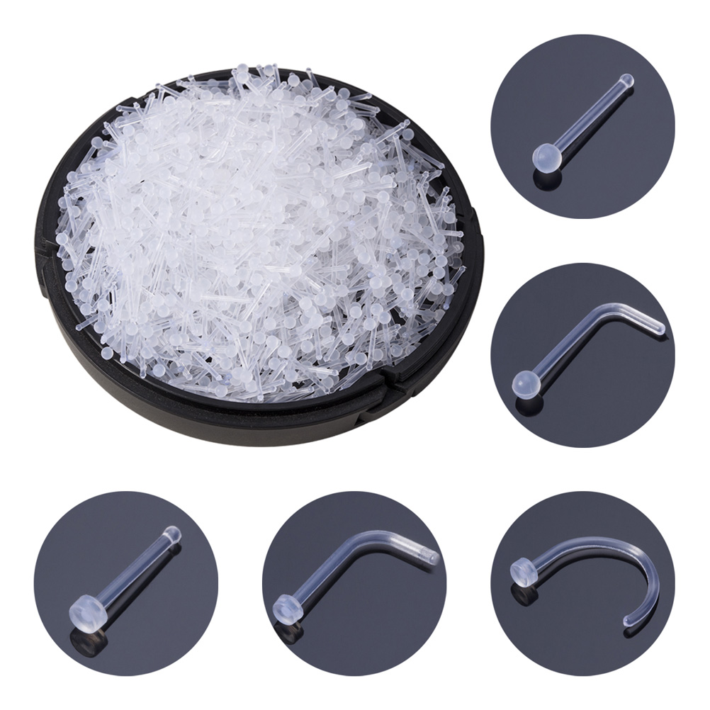 10-100 Uds 20G claro Bioflex nariz hueso anillo Stud retenedor para mujeres acrílico narina Piercing Pin joyería del cuerpo 2mm plano y bola superior