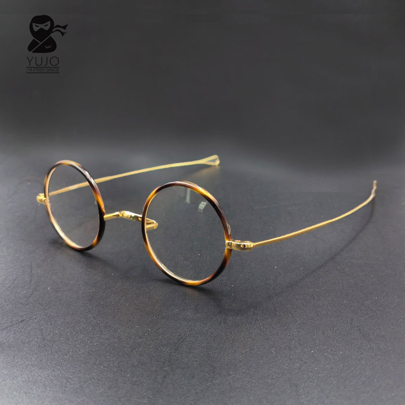 Kacamata Baca Resep Miopia Bingkai Logam Bulat Vintage Windsor Circle dengan Penyangga Hidung Model Saddle Jepang Retro