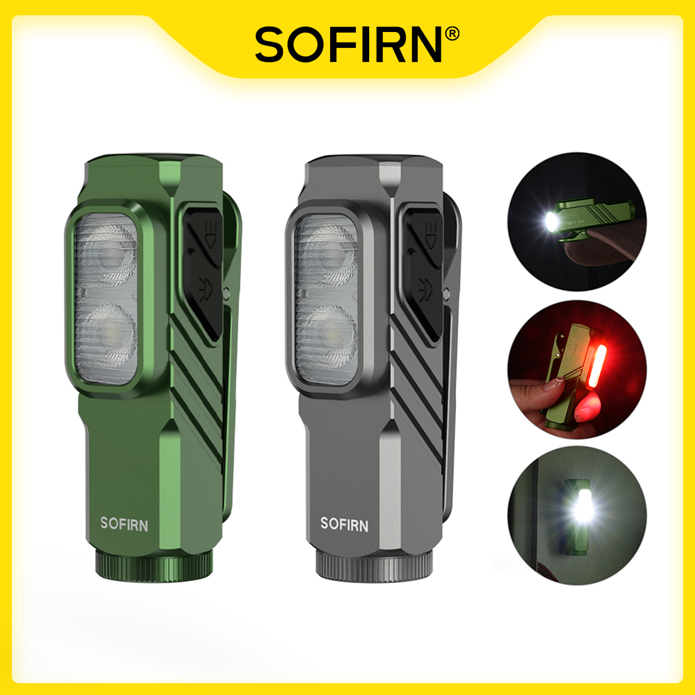 SOFIRN ST10 1000 lm Mini-Klemm-Taschenlampe, 144 m, 7000 K LED-Licht, 14500 USB C, wiederaufladbar, weiße und rote Lampe, IPX6, mit magnetischer Endkappe