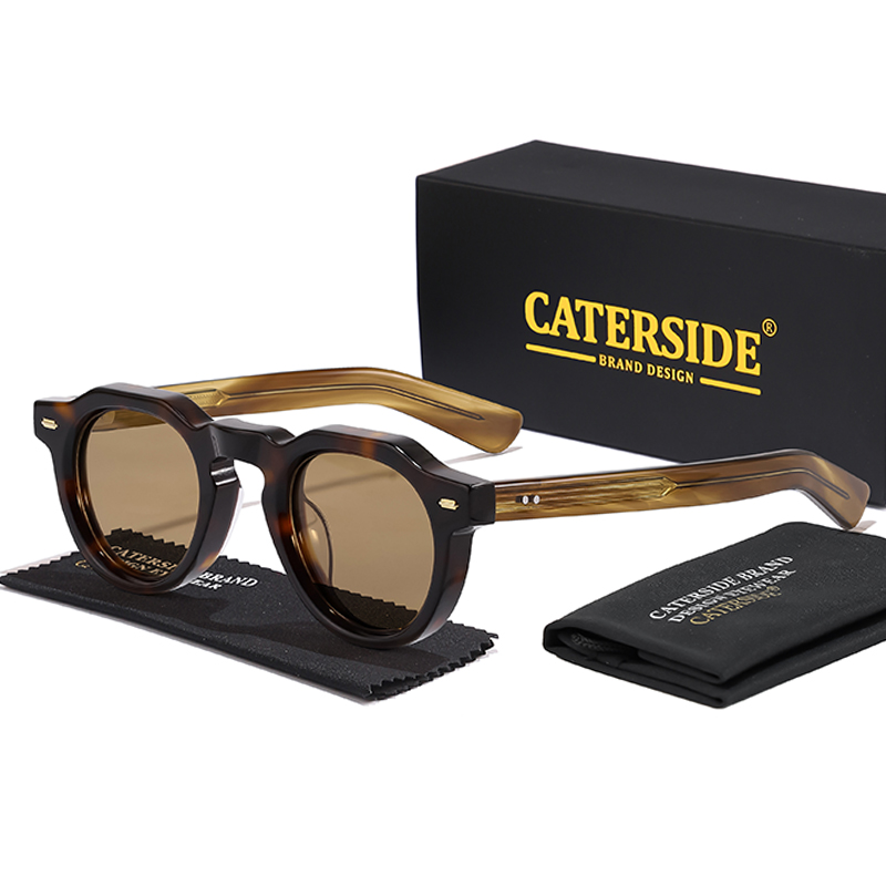 CATERSIDE Classics Acetat Runde Männer Sonnenbrille Kleine Polarisierte Hochwertige Rahmen Sonnenbrille Frauen Party Reise Outdoor Brille