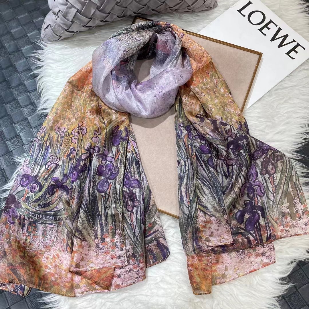 Moda Khaki Pink 100% Silk Scarf Cape Bufandas Fashion Hijab Floral Design Long Head Scarves Wraps Summer Beach Shawls Foulard