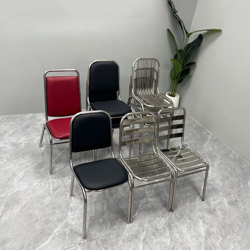 Stainless Steel Banquet Chair with Backrest VIP Seating for Hotel Wedding Elegant Event Chairs Stackable Dining Chair for Party