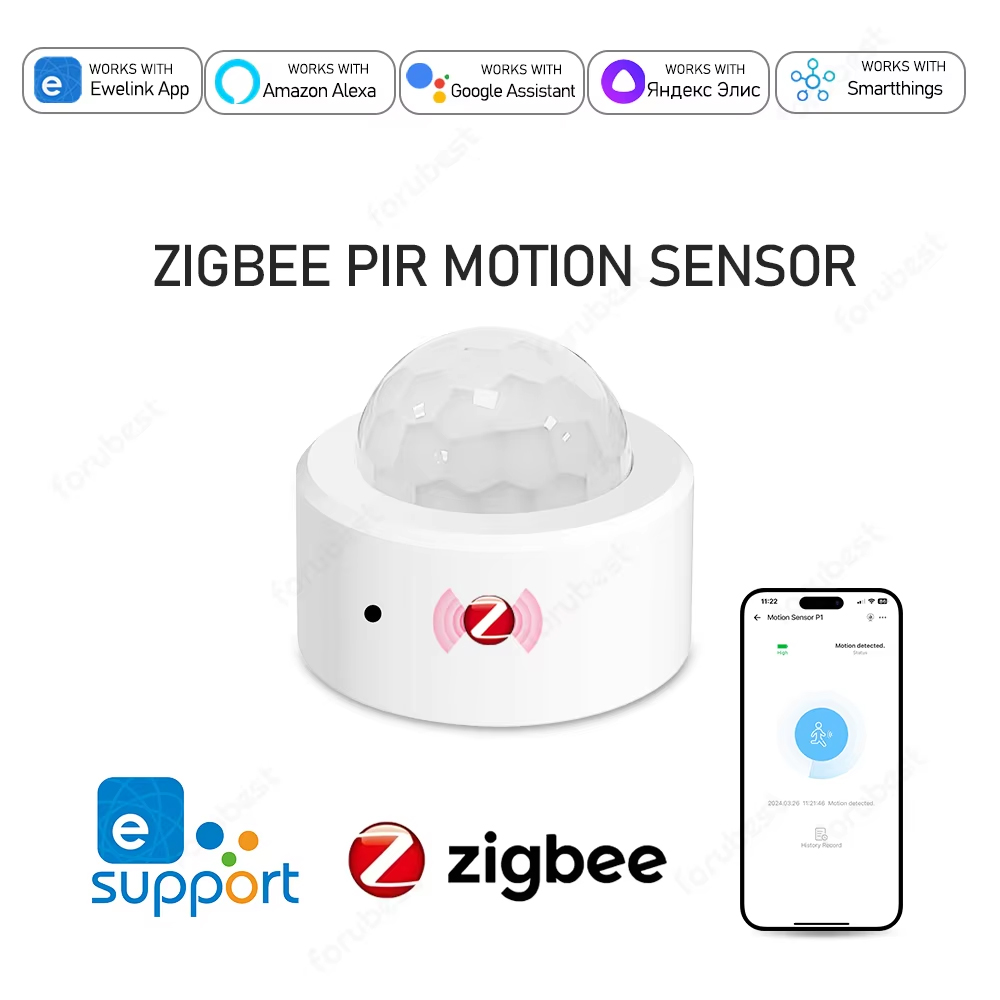 ZigBee-Sensor de movimiento PIR inteligente, Detector de movimiento, Control por aplicación EWelink, automatización del hogar inalámbrica, funciona con Alexa y Amazon