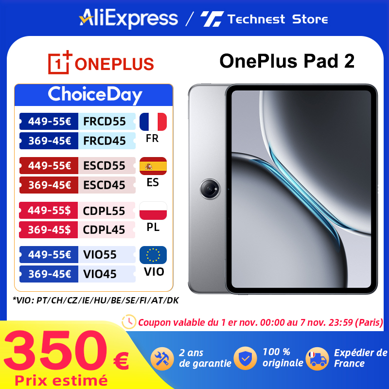 OnePlus Pad 2 Snapdragon 8 Gen 3 12GB + 256GB Stroage 12.1 ''144Hz écran 67W SUPERVOOC 13MP caméra OS 14.1 2024 Pad Android