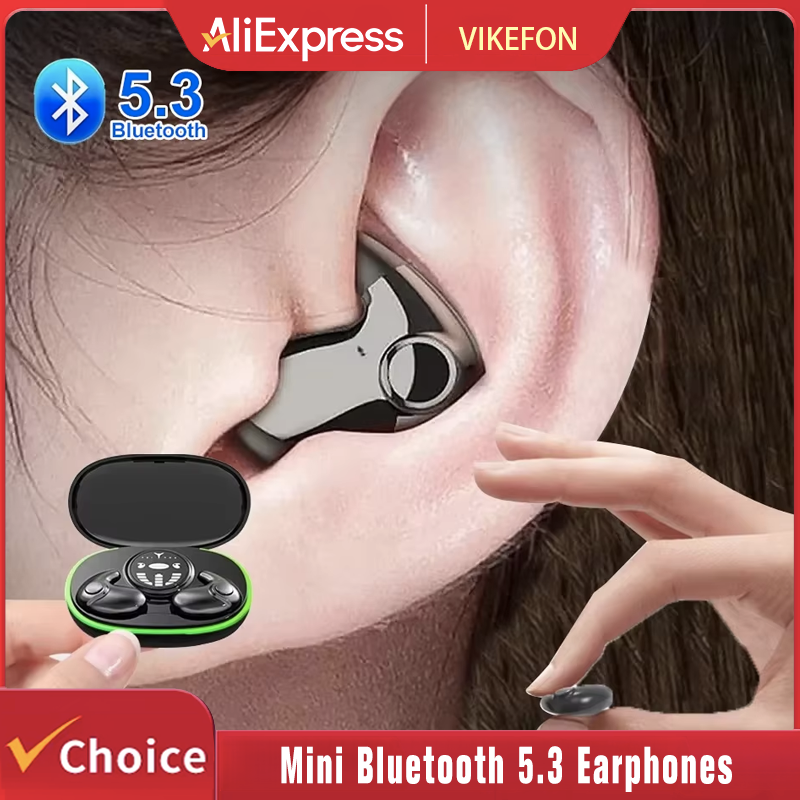 Écouteurs sans fil Bluetooth 5.3 TWS, écouteurs invisibles pour le sommeil, écouteurs cachés, étanches IPX5, réduction du bruit, casque sportif