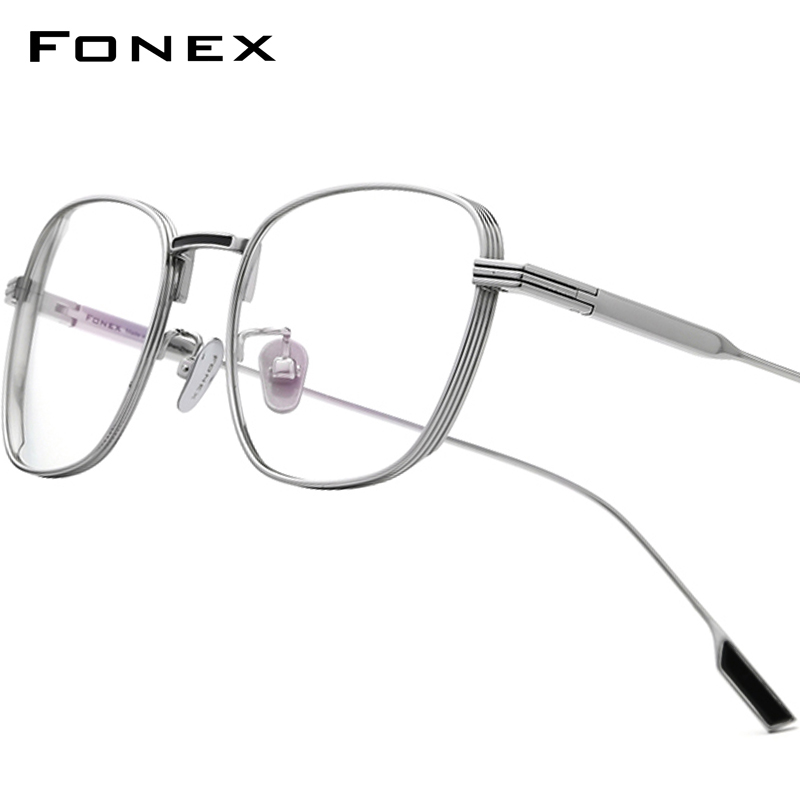 FONEX kacamata bingkai Titanium Vintage pria, kacamata desain merek persegi Jepang ultra ringan 8517-1