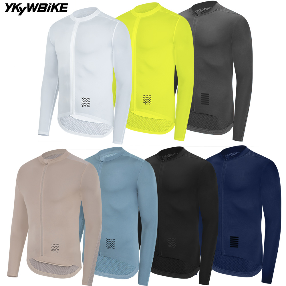 YKYWBIKE Maillot de cyclisme à manches longues hommes Pro vélo de route Chemise longue été Maillot de vélo respirant Maillot de cyclisme