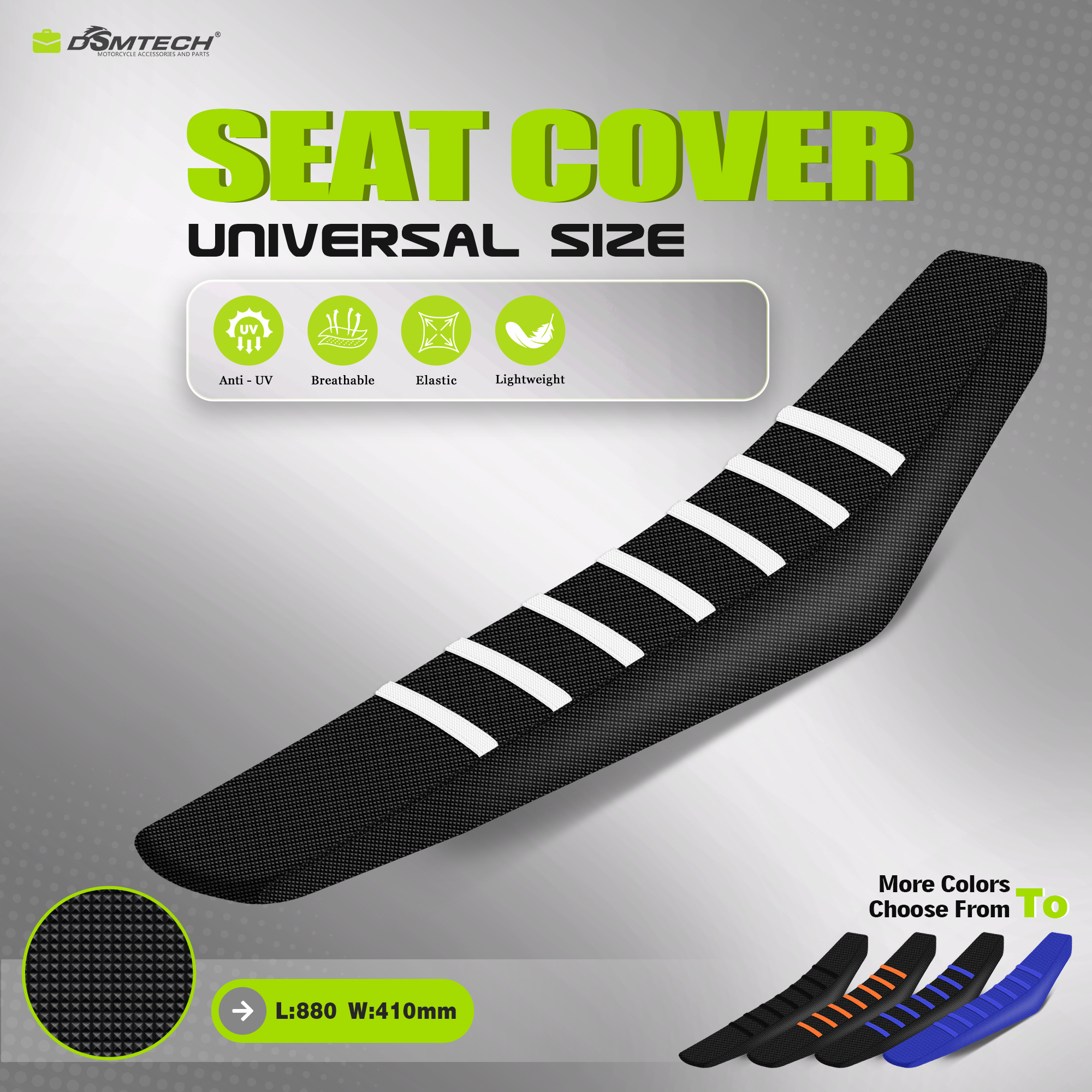 DSMTECH Universele geribbelde stoelhoes, rubber, zacht, antislip, voor Honda Yamaha Suzuki Kawaski crossmotor off-road accessoires