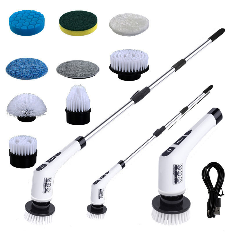 Escova de limpeza elétrica 9 em 1 2000 mAh, ferramenta de limpeza para sala de estar, banheiro e cozinha