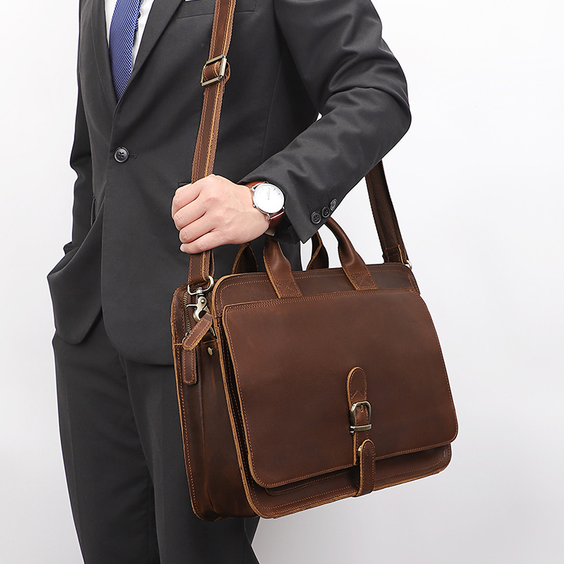 Luufan Retro Laptop Aktentasche Tasche Aus Echtem Leder Handtaschen Casual 16 zoll Tasche Täglichen Arbeits Tragetaschen Männer Männlichen Tasche Für Dokument